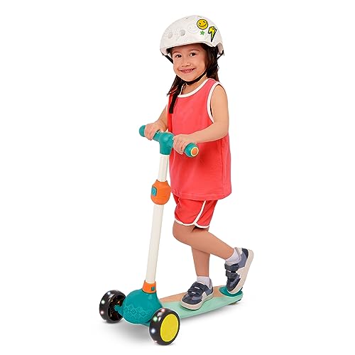 B. toys BX2330Z Kids Adjustable Height & Light-Up Wheel Solid Wooden Deck – 3 Years + – Scooter Fun, Multi von B.