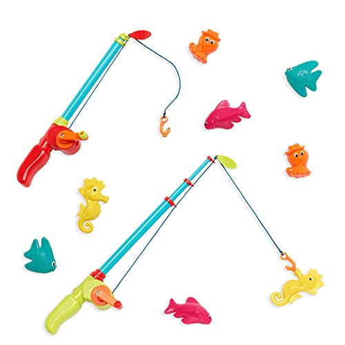 B. toys Magnetisches Angelspiel Wasser, Kinderangel 80 cm für drinnen und draußen, Angelset mit 2 Angeln und Fischen für Kinder ab 3 Jahren, Badewannenspielzeug und Pool Spielzeug (10 Teile) von B.