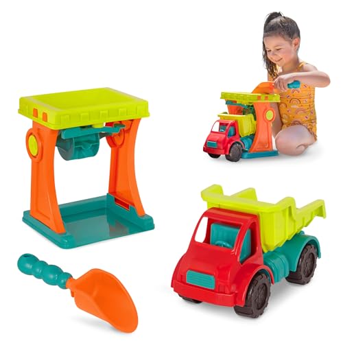 B. toys Sandspielzeug Set Sandmühle, Kipplaster, Schaufel – Sandkasten Spielzeug Kinder, Strandspielzeug Fahrzeug für Mädchen und Jungen ab 18 Monaten (3 Teile) von B.