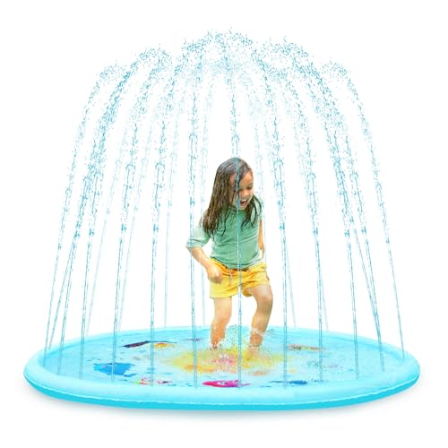 B. toys Summer Splash Pad – Outdoor-Wassersprinkler für Kinder – Großer 177,8 cm Durchmesser – 3/8 Zoll Schlauchadapter enthalten – 1 Jahr + – Splish 'n' Splash Matte von B.