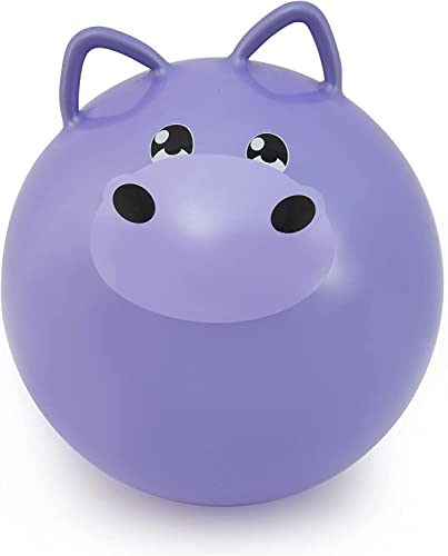 B4E Hüpfball für Kinder, aufblasbarer Hüpfball für Kinder ab 3 Jahren, 40 cm x 40 cm, Tier-Hüpfball für Kinder, Hüpfball mit verschiedenen Designs (Hippo) von B4E