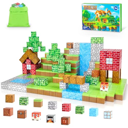 BABECTOY Magnetische Bausteine-Build Mine Magnete Welt World Set,Magnetisches Spielzeug,Montessori Spielzeug ab 3+ Jahre,Geschenk für Kinder (Farbe) von BABECTOY