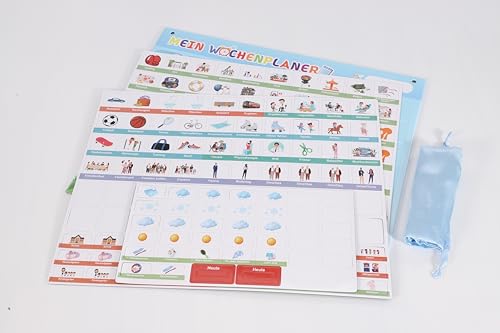 BABECTOY Wochenplaner Kinder,Montessori Magnettafel Kinder inkl. 209 Magnete & Kordel,Fördert kognitive Entwicklung von BABECTOY