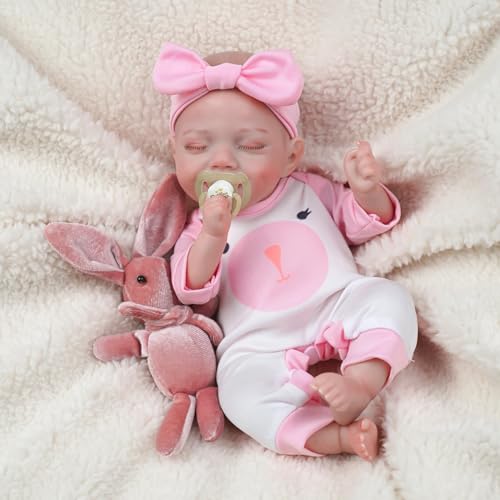 BABESIDE Reborn-Puppen Baby 12 Zoll Mädchen Realistische Neugeborenen-Babypuppe Echte schlafende Babypuppe mit Lächeln Vollvinyl-Reborn-Puppen Lebensechte Babypuppen mit Zubehör Geschenk von BABESIDE