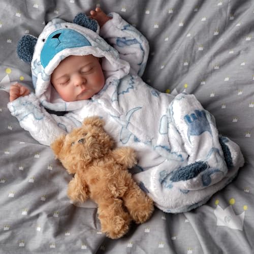 BABESIDE Reborn-Puppen Jungen 20 Zoll Reborn-Babypuppen Augen geschlossen Realistische schlafende Babypuppe Neugeborene echte Babypuppen, die echt Aussehen Lebensechte Babypuppe Stoffkörper von BABESIDE