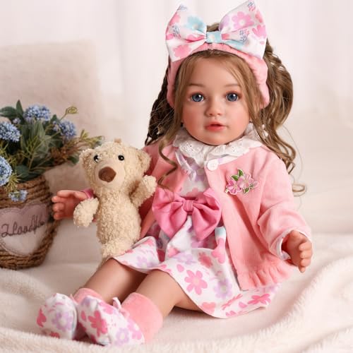 BABESIDE Reborn-Baby Mädchen – 20 Zoll Realistische Reborn-Puppe mit blauen Augen & braunen Locken, lebensechte Stoffkörper-Babypuppe mit Outfit & Zubehör für Kinder ab 3 Jahren BABESIDE Reborn-Baby Mädchen – 20 Zoll Realistische Reborn-Puppe mit blauen Augen & braunen Locken, lebensechte Stoffkörper-Babypuppe mit Outfit & Zubehör für Kinder ab 3 Jahren von BABESIDE