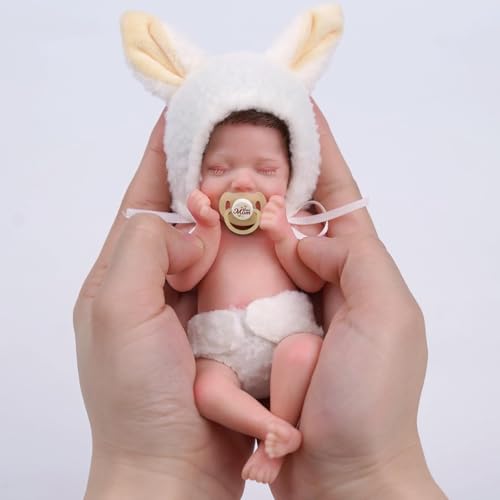 BABESIDE Miniatur Reborn Baby Vollsilikon, Ganzkörper – 6 inch weicher Körper, Lebensecht Mini-Neugeborene, Kleine Babypuppen Wie Echt, Geschenkbox für Kinder ab 12 Jahren von BABESIDE