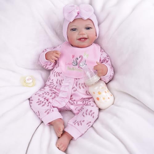 Reborn Baby Leen 20 Zoll Reborn Puppe mit weichem Körper, Realistische Babypuppe, süßes Lächeln, Lebensechte Babypuppen, Mädchen mit Spielzeugzubehör, Geschenkset für Kinder ab 3 Jahren und Sammlung. von BABESIDE