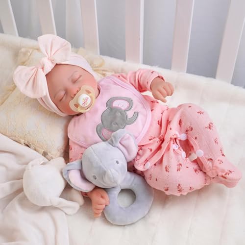 BABESIDE Realistische Reborn Baby Puppen Mädchen – 17 Zoll Neugeborene Baby lebensechte mit Weichem Vinylkörper - Silikon Baby Puppen Schlafende Baby Puppen Geburtstagsgeschenk Set von BABESIDE