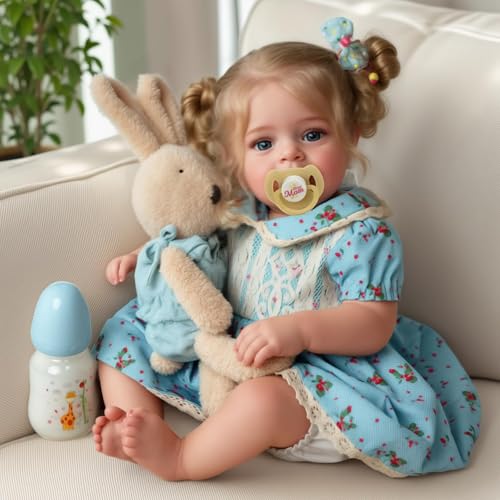 BABESIDE Realistische Babypuppen echte Reborn-Babypuppen 45cm Lebensechte Kleinkinder Mädchen Weicher Stoffkörper mit Langen Blonden Haaren, mit Kleidungszubehör für Kinder ab 3 Jahren BABESIDE Realistische Babypuppen echte Reborn-Babypuppen 45cm Lebensechte Kleinkinder Mädchen Weicher Stoffkörper mit Langen Blonden Haaren, mit Kleidungszubehör für Kinder ab 3 Jahren von BABESIDE