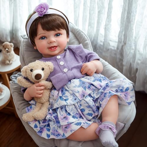 BABESIDE Reborn Puppen Lebensecht - 20 Zoll Große Weiche Haut Reborn Baby Mädchen, Vinylkopf und Gliedmaßen mit Stoffkörper, Reborn Baby Lebensecht mit Zubehör-Geschenkset für Kinder von BABESIDE