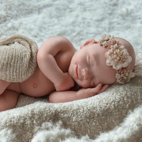 Reborn Baby Vollsilikon Mädchen, ganzer Körper – 16 Zoll Weicher Körper, realistisch, Neugeborene Baby, die echt aussehen, schlafende Reborn Puppe mit Geschenkbox und Fütterungsset, Geschenke von BABESIDE