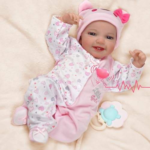 BABESIDE Reborn Baby Puppen Leen 20 Zoll mit Herzklopfen Weinen Realistische Baby Puppen Interaktive Wiedergeborene Puppen Weicher Körper Neugeborenes Babypuppe Mädchen Schönes Erwachen von BABESIDE