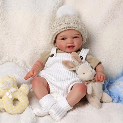 BABESIDE Reborn-Babypuppen 17 Zoll Mia Realistische Reborn Neugeborene Babypuppen Mädchen mit süßem weichen Körper süßem Lächeln Real Life Babypuppen Lebensechte Babypuppen Echte Hautdetails von BABESIDE