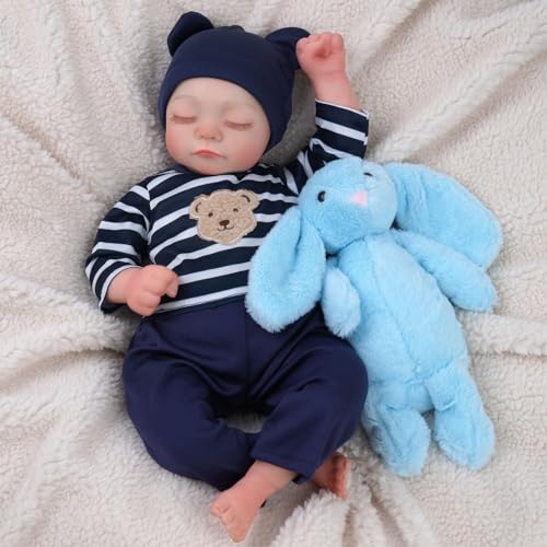 BABESIDE Reborn Babypuppen Junge 20 Zoll Lebensechte Puppe Realistisch Neugeborene Stoffkörper Newborn Baby Puppe mit Stubenwagen von BABESIDE