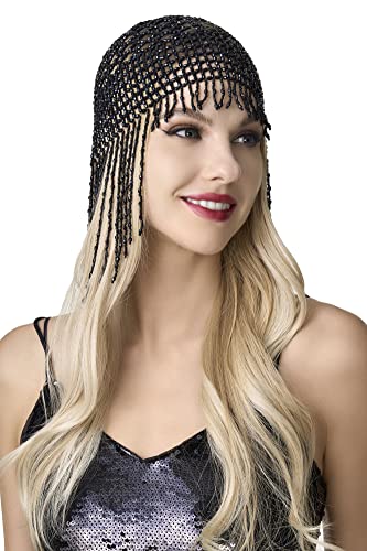 BABEYOND 1920 wulstige kappe kopfbedeckung 20s perlen flapper kopfstück bauchtanz kappe exotische cleopatra kopfbedeckung brüllend für gatsby faschingsparty schwarz von BABEYOND