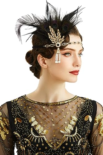 BABEYOND 1920er Jahre Flapper Feder Stirnband Roaring 20er Jahre Showgirl Gatsby Kopfschmuck von BABEYOND