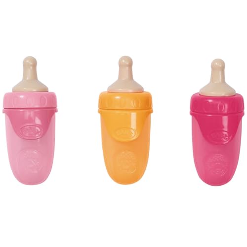 BABY Born 832509 Bottle with Cap 3 Assorted Puppe Trinkflasche 3 sort. 43cm, Multi, 1 Count (Pack of 1) von BABY Born