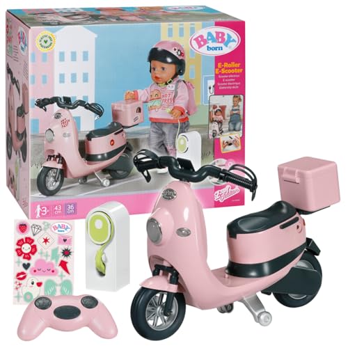 BABY born E-Scooter, Ferngesteuerter Roller mit Ladestation zum Aufladen Spielen, für 43cm Puppen, 835920 Zapf Creation, Rosa von BABY Born