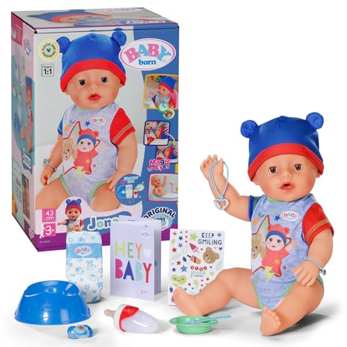 BABY born Jonas, Babypuppe mit 10 Funktionen und Accessoires, für Kinder ab 3 Jahren, funktioniert ohne Batterie, 43cm große Puppe, 836415 Zapf Creation von BABY Born