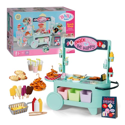 BABY born Snack Shop, Essensstand für Puppen mit Soundeffekten, 25 Verschiedene Fastfood-Snacks, 835883 Zapf Creation von BABY Born