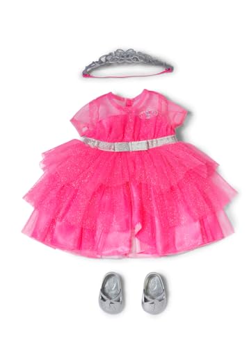 BABY born Prinzessinnen-Outfit 43cm, Prinzessin Set mit pinkem Puppenkleid aus Tüll, Krone und Glitzerschuhen für 43cm Puppen, 837283 Zapf Creation von BABY Born