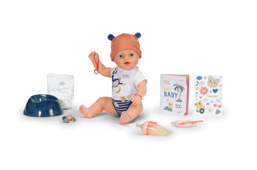 BABY born Emma Dschungel 43cm, Babypuppe im Dschungel-Style mit 10 Funktionen und Accessoires mit Strampler in Unisex Farben, für Kinder ab 3 Jahren, funktioniert ohne Batterie, 839072 Zapf Creation von BABY Born