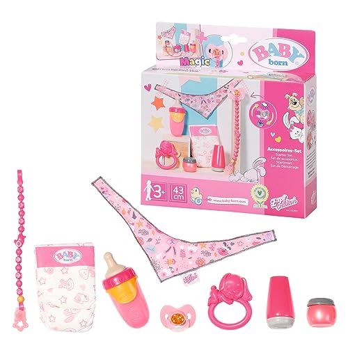 BABY born Accessoires Set, 8-teiliges Set mit Puppenzubehör inkl. Halstuch, Windel und Schnuller, 832851 Zapf Creation von BABY Born