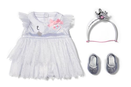 BABY born Ballerina-Outfit 43cm mit Body und Tüll-Rock mit Schwan-Stickerei, Haarreif mit Krone und Schuhen, für 43cm Puppen, 837276 Zapf Creation von BABY Born