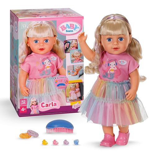 BABY born Carla - 43 cm große Puppe - Hochwertiges Blondes Haar mit Strähnen - Benötigt Keine Batterien - Geeignet für Kinder ab 4 Jahren - Inkl. 7 Accessoires, Rosa BABY born Carla - 43 cm große Puppe - Hochwertiges Blondes Haar mit Strähnen - Benötigt Keine Batterien - Geeignet für Kinder ab 4 Jahren - Inkl. 7 Accessoires, Rosa von BABY Born