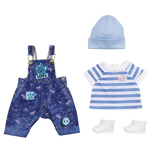 BABY born Deluxe Latzhose Set, Puppenbekleidung für 43 cm Puppen mit Shirt, Mütze und Schuhen, 829127 Zapf Creation von BABY Born