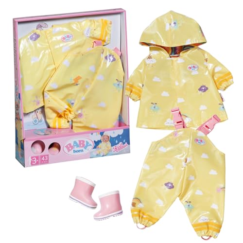 BABY born Deluxe Regen-Oufit mit Regenmantel, Regenhose und Gummistiefeln für 43 cm Puppen, 836460 Zapf Creation von BABY Born