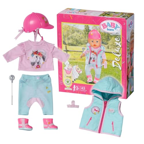 BABY born Deluxe Reiter-Outfit mit Hose, Stiefeln und Helm für 43 cm Puppen, 831175 Zapf Creation von BABY Born