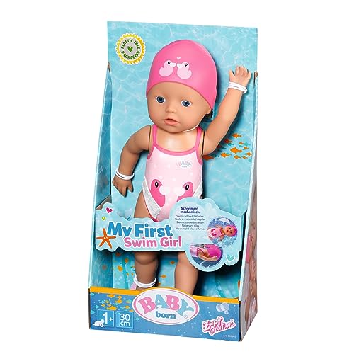 BABY born Schwimmende Lizzie 30cm, Aufzieh-Badepuppe, wasserfest, funktioniert ohne Batterien, 30 cm große Puppe, 835302 Zapf Creation von BABY Born