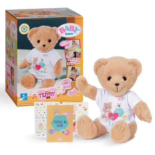 BABY born Singender Teddy - Plüschbär mit Soundfunktion & weißem Strampler - Bewegliche Arme & Beine - Geeignet für Kinder ab 18 Monaten - singt 5 deutsche Lieder aus der Serie BABY born Singender Teddy - Plüschbär mit Soundfunktion & weißem Strampler - Bewegliche Arme & Beine - Geeignet für Kinder ab 18 Monaten - singt 5 deutsche Lieder aus der Serie von BABY Born
