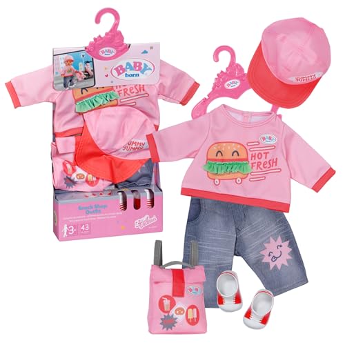 Baby Born Snack Shop Outfit 43cm, Outfit mit Cap, Schuhen und Rucksack für 43cm Puppen, 835944 Zapf Creation von BABY Born