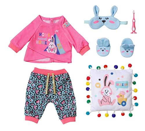 BABY born Zapf Creation 835265 Bath Deluxe Gute Nacht Set 43 cm-Puppenzubehör und Accessoires bestehend aus Shirt, Hose, Pantoffeln, Schlafmaske, Kissen und Zahnbürste von BABY Born