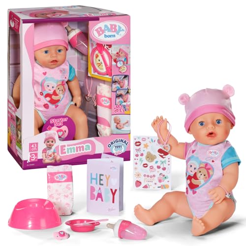 BABY born Emma 43cm, Babypuppe mit 10 Funktionen und Accessoires, für Kinder ab 3 Jahren, funktioniert ohne Batterie, 43cm große Puppe, 834800 Zapf Creation von BABY Born