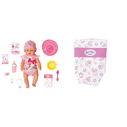 BABY born 827956 Magic Girl 43 cm - neu mit magischem Schnuller und 10 lebensechten Funktionen & 826508 Windeln für 43cm Puppe - Einfach für Kleine Hände, Inklusive 5 Windeln von BABY Born