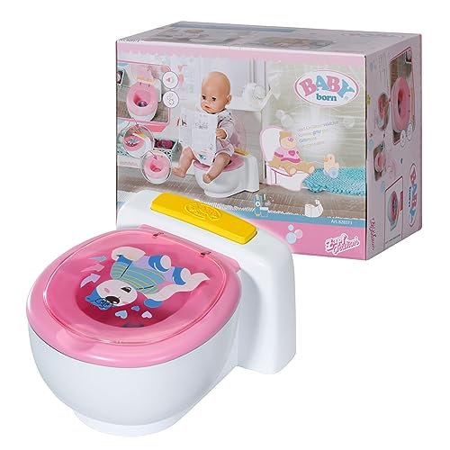 BABY born Toilette für Puppen mit Geräuschfunktion und Häufchen zum wegspülen, 828373 Zapf Creation, Weiß/Pink von BABY Born