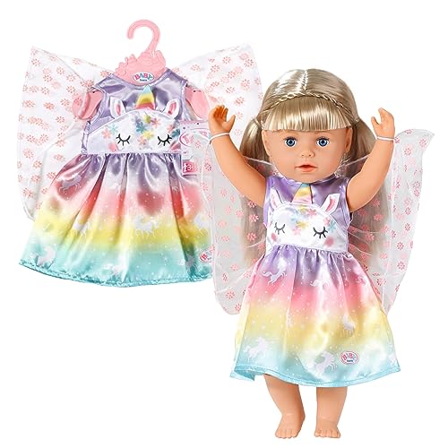 BABY born Einhorn Feen Outfit, buntes Puppenkostüm mit Flügeln und Einhorn-Motiv für 43 cm Puppen, 829301 Zapf Creation von BABY Born