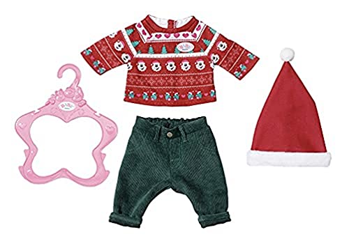 BABY born Weihnachtsoutfit, mit Weihnachtspullover, grüner Hose und Nikolausmütze für 43 cm Puppen, 830291 Zapf Creation von BABY Born