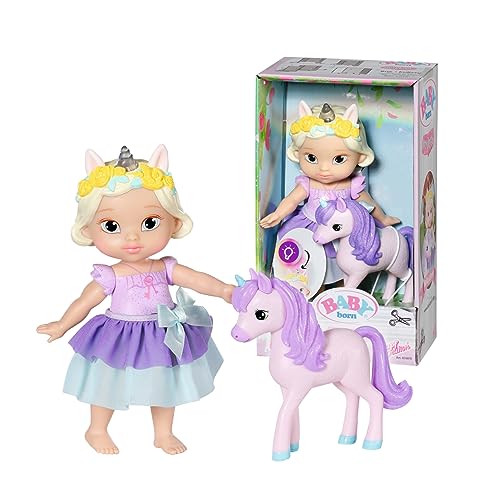 BABY born Storybook Prinzessin Bella, Prinzessinnen-Puppe mit Einhorn-Figur und Leuchtfunktion, 833810 Zapf Creation, Lila von BABY Born