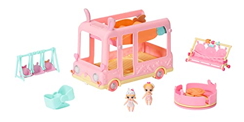 BABY born 904763 Surprise Babies Bus - rosa Spielzeugbus für kleine Mini Puppen mit 2 exklusiven Püppchen, Drillingsbuggy, Wippe, Karussell, Rutsche und Drillingsschaukel. von BABY Born