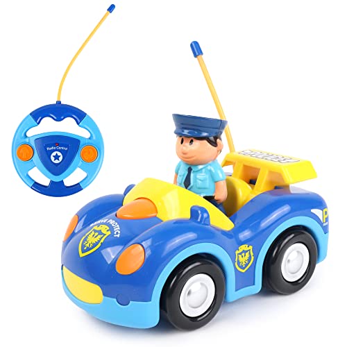 BABY CHALLENGE - Polizeiauto - Mein erstes Fahrzeug - 058421 - Ferngesteuertes Auto - Blau - Mit Sound und Licht - 1/24 - Batterien Nicht enthalten - Kunststoff - Ab 18 Monaten. von BABY CHALLENGE