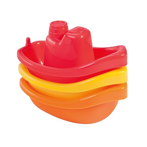 babynova Badeboote – Pädagogisches Baby- und Kleinkindspielzeug – Ab 3 Monaten – 3-teiliges Set – Entwicklung von Motorik und Koordination – Geeignet für Badewanne und Sandkasten – Rot, Gelb, Orange von BABY-NOVA