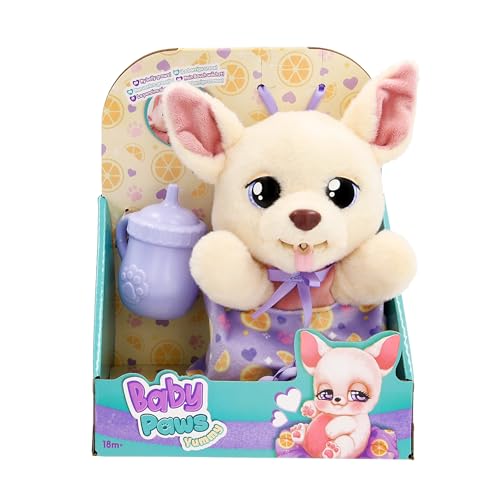 BABY PAWS Yummy Chihuahua, Interaktiver Plüschwelpe zum Herumtragen, dessen Bauch beim Füttern wächst und mit Schnuller im Mund Wieder klein Wird - Geschenk und Spielzeug für Kinder ab 18 Monaten von BABY PAWS