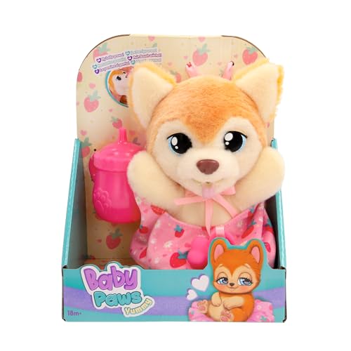 BABY PAWS Yummy Shiba Inu, Interaktiver Plüschwelpe zum Herumtragen, dessen Bauch beim Füttern wächst und mit Schnuller im Mund Wieder klein Wird - Geschenk und Spielzeug für Kinder ab 18 Monaten von BABY PAWS