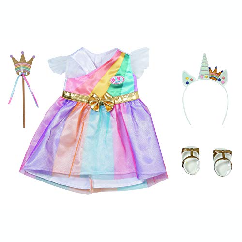 BABY born Fantasy Deluxe Prinzessin, buntes Prinzessin-Kostüm in Regenbogenfarben für 43 cm Puppen, inkl. Schuhe, Haarreif und Zepter, 830338 Zapf Creation von BABY born