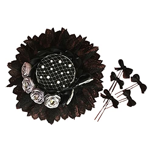 BABYVIVA 1 Set Damen Cosplay Blumen Perlen Hut Handgemachte Vintage Haarnadel Kopfbedeckung Spitze von BABYVIVA